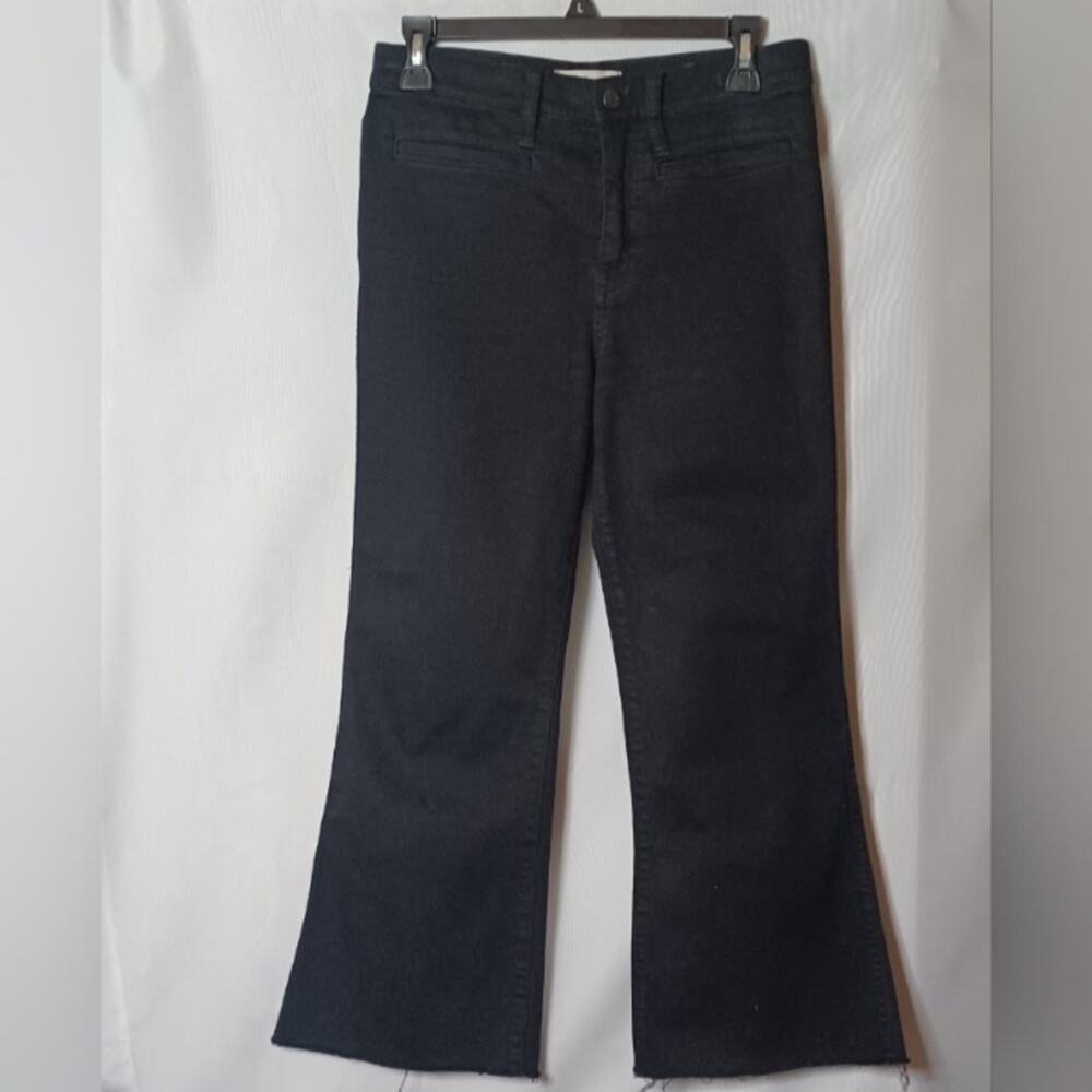 Madewell Flea Market Flare Black Raw Edge Hem Crop Jeans. 27